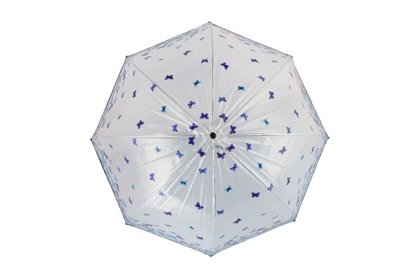 Parapluie transparent avec papillons plastique/métal 80cm en sac