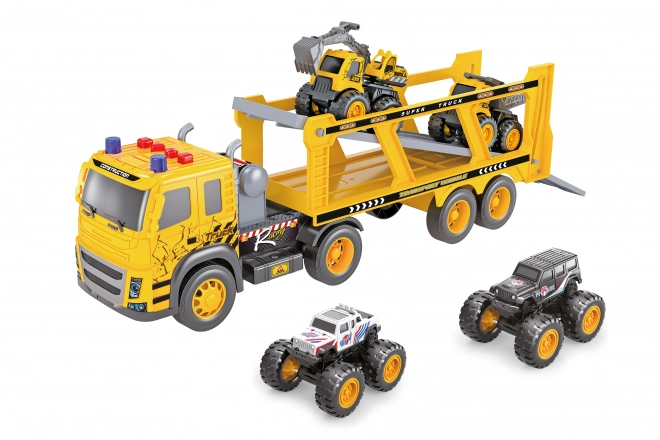 Transporteur avec voitures et effets