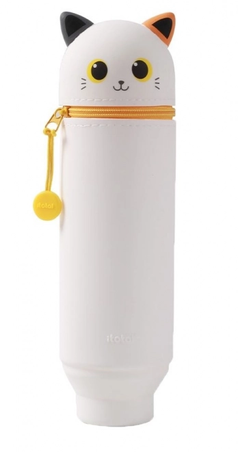 Trousse en silicone en forme de tube avec motifs de chats orange pour les amoureux de chats
