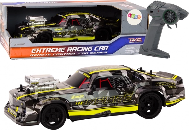 Voiture RC 1:16 avec roues en caoutchouc pour drift – noire