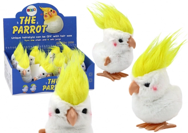 Jouet en peluche à vis Perroquet Sautant Ornement Blanc