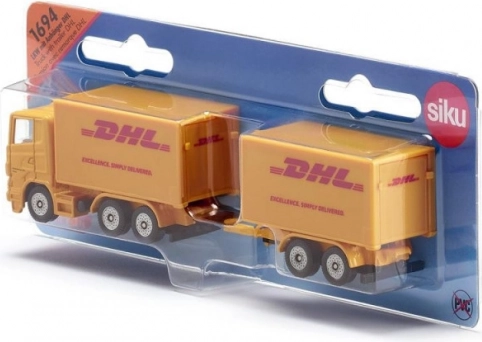 Camion de livraison DHL avec remorque