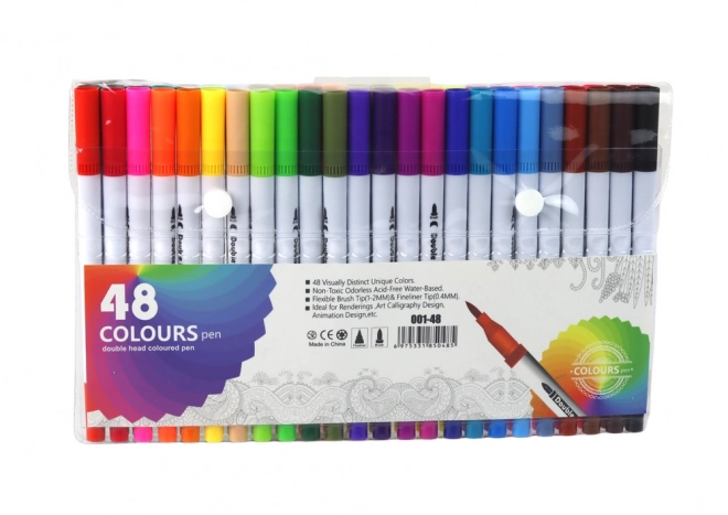Ensemble de crayons à deux extrémités 48 pièces dans un organiseur de différentes couleurs