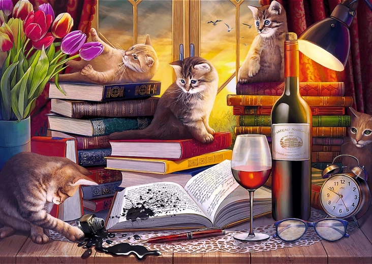 puzzle 2000 – soirée féline trefl