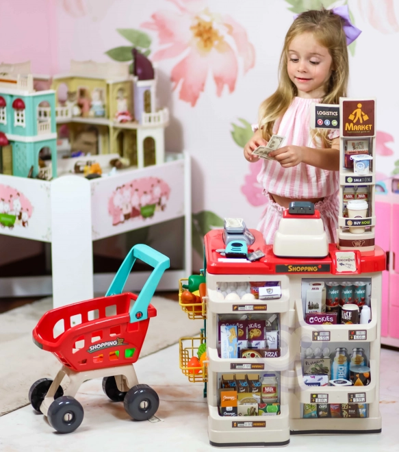 Supermarché avec chariot et scanner