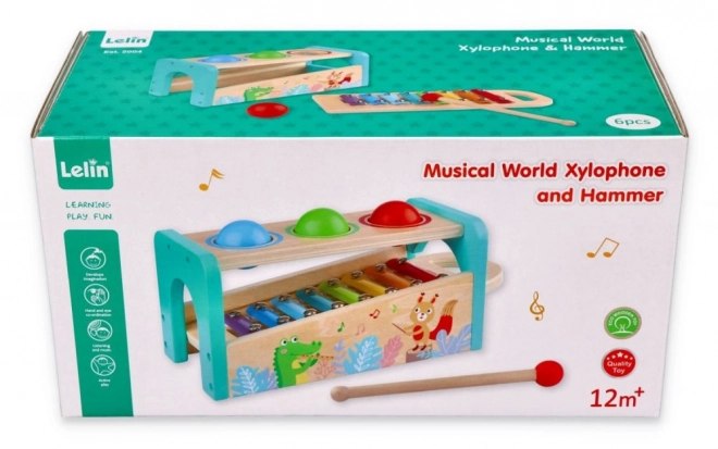 Zatloukačka en bois avec xylophone Lelin