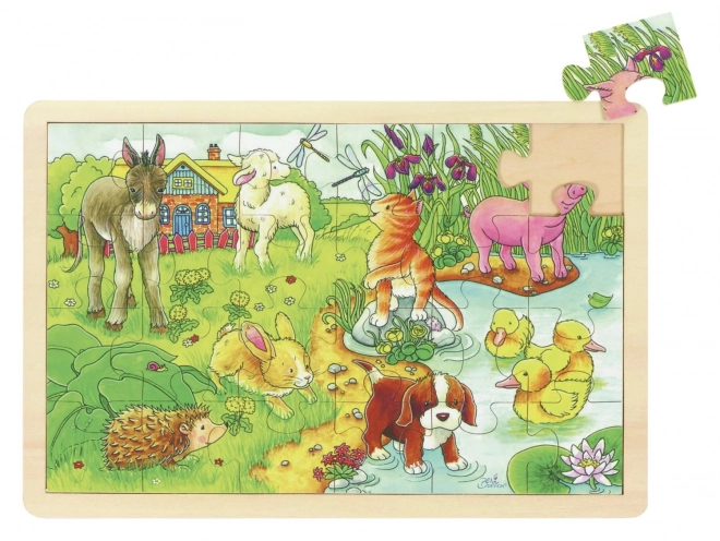 Puzzle en bois avec animaux de la ferme 24 pièces