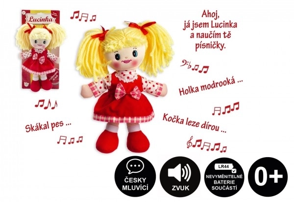 Poupée de chiffon chantante tchèque Lucinka - 30 cm