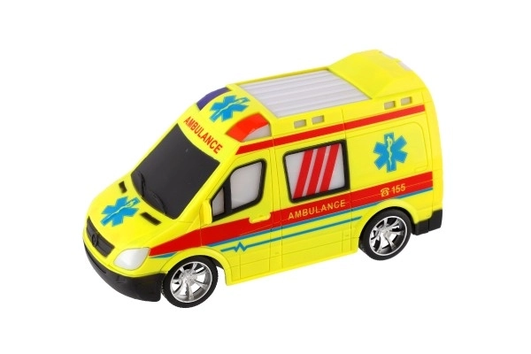 Ambulance RC Auto plast 20cm télécommandée 27MHz à piles avec lumière en boîte 28x13x11cm