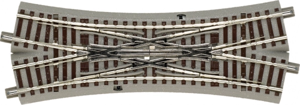 Aiguillage croisé Roco Geoline avec ballast
