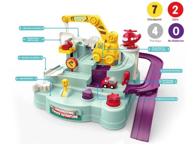 Piste multifonctionnelle à obstacles avec pelleteuse