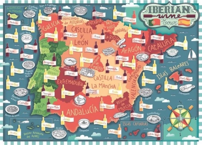 Ravensburger puzzle Carte de la péninsule Ibérique – régions viticoles 1000 pièces