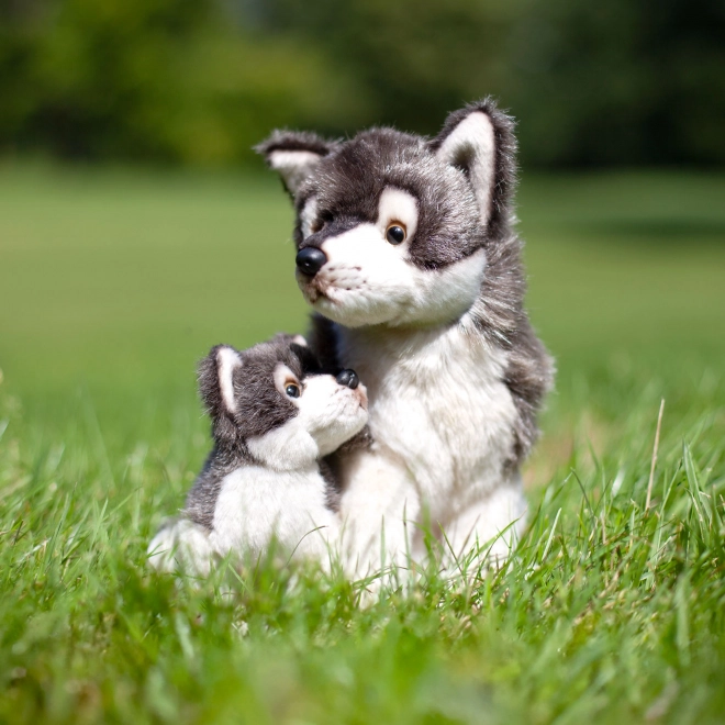 Rappa Loup en peluche avec louveteau 27cm ÉCOLOGIQUE