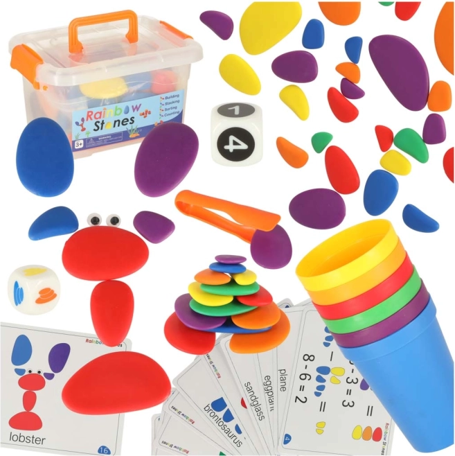 Ensemble Montessori de Pierres Colorées Créatives 65 pcs