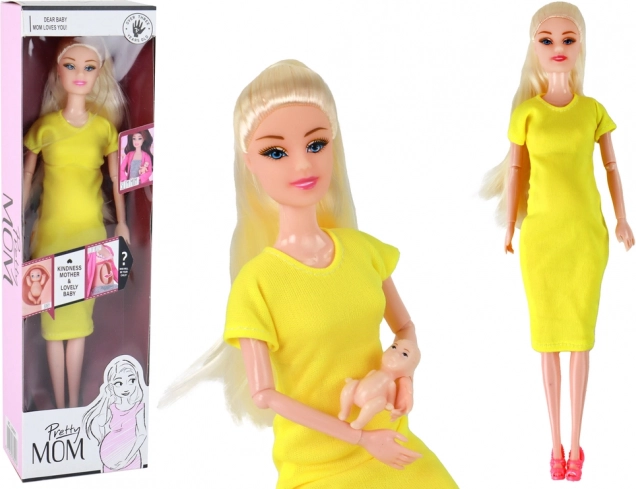 Poupée Maman Enceinte avec Robe Jaune