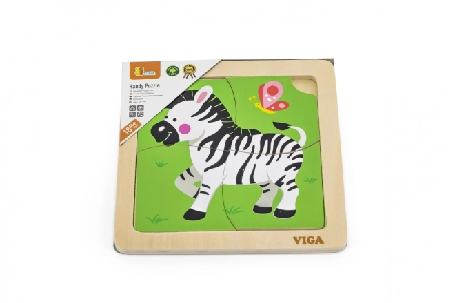 Puzzle en bois 4 pièces - zèbre