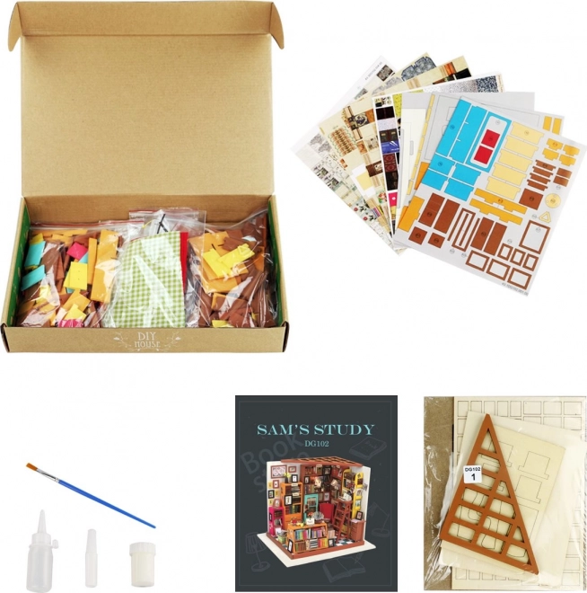 Samova studovna - Bibliothèque DIY Miniature Maison de Poupées