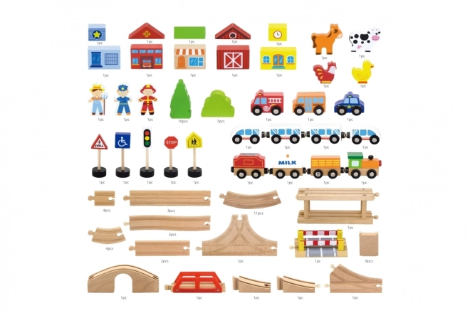 Viga Circuit de train en bois 90 pcs