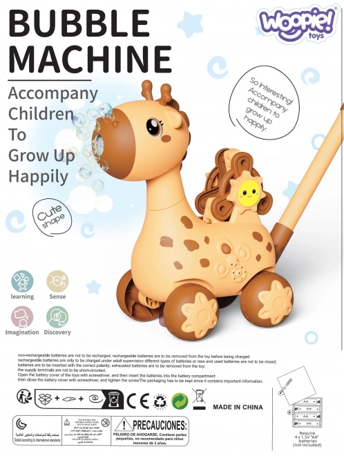 Girafe mobile 2 en 1 avec bulle de savon pour enfants