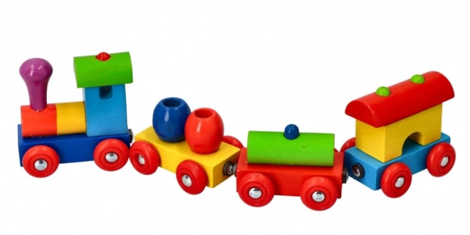 Goki train en bois coloré avec wagons magnétiques