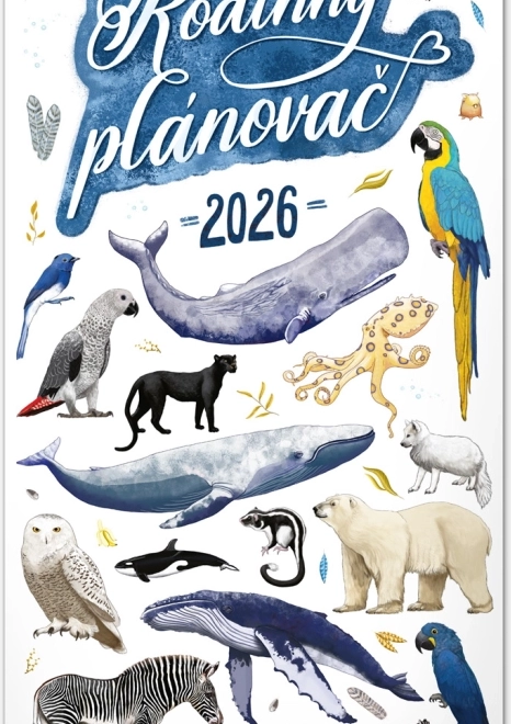 Calendrier mural Planificateur familial 2026 avec illustrations Animalium