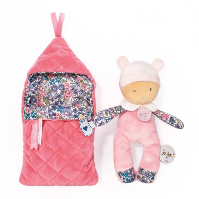 Doudou Jolijou Miminko dans la petite couette 20 cm – rose