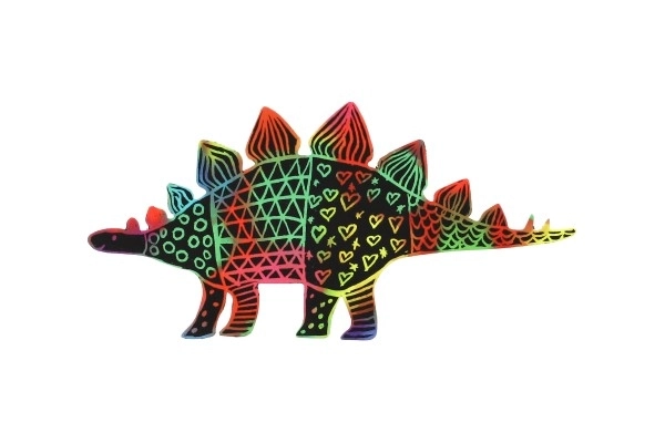 Image à gratter 9 pièces découpe dinosaure arc-en-ciel 13-15cm en sachet