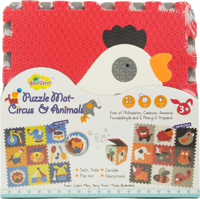 BABY GREAT Puzzle en mousse Animaux gris-rouge SX (30x30)