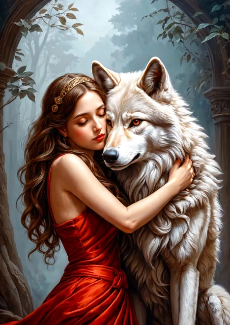Puzzle Dame et loup 1000 pièces
