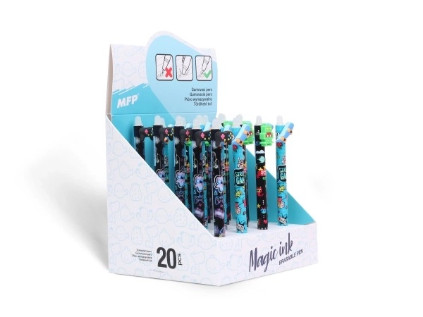Stylo à bille effaçable 0,5 bleu Teen - garçon 6 motifs