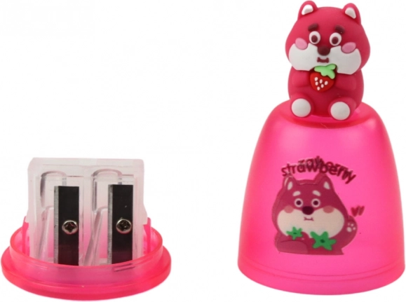 Taille-crayon rose pour crayons épais et fins avec réservoir