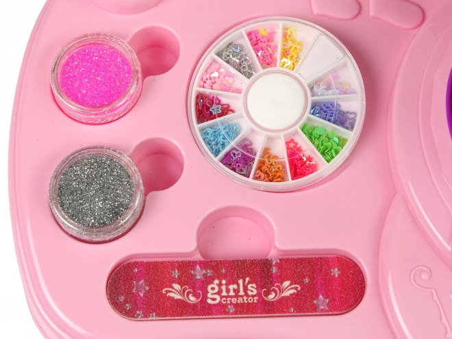 Ensemble pour enfants de décoration d'ongles avec paillettes et lampe