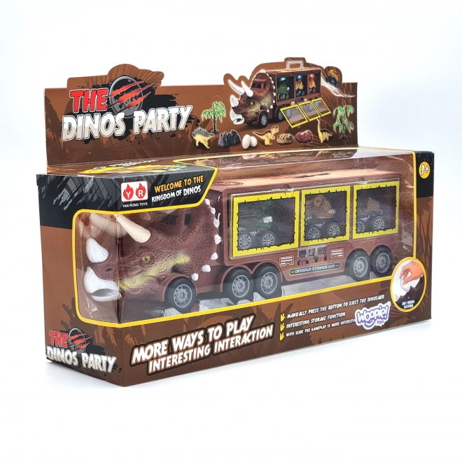 Camion dinosaure avec lanceur et petites voitures