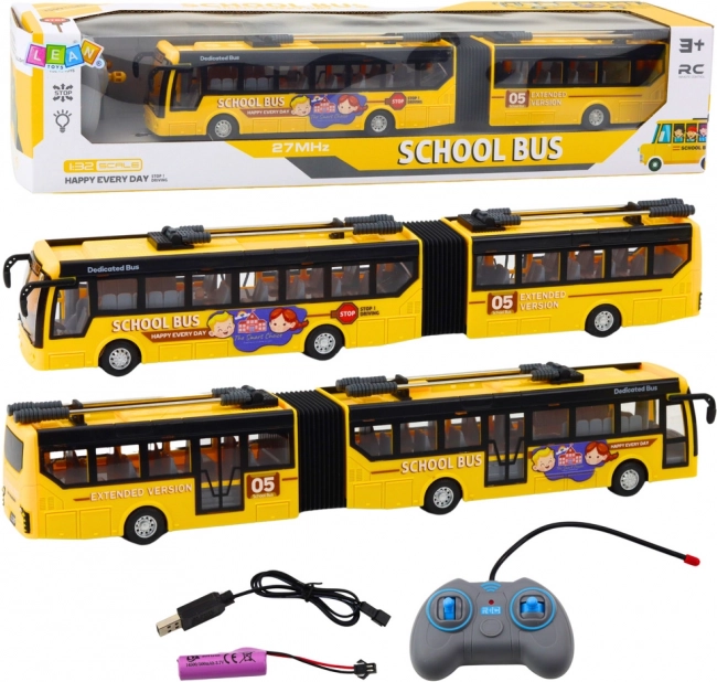 Trolleybus scolaire articulé télécommandé 1:32 jaune