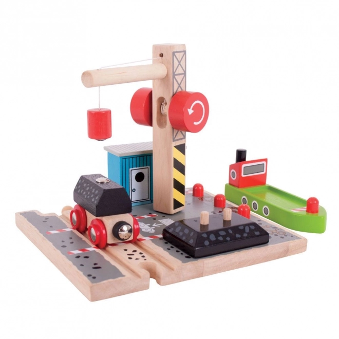 Bigjigs Rail Quai de charbons avec grue