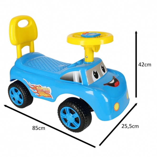 Voiture trotteur souriante avec klaxon bleu