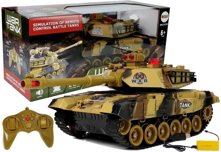 Grand char RC 2,4 GHz avec lumières et sons, jaune