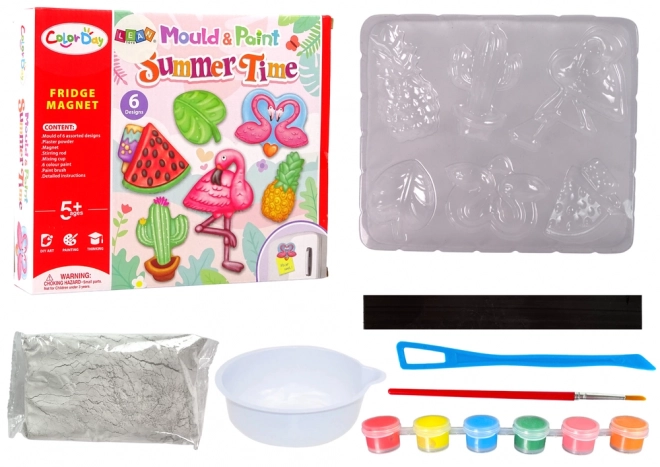 Ensemble DIY pour enfants pour aimants Flamant Melon Plâtre