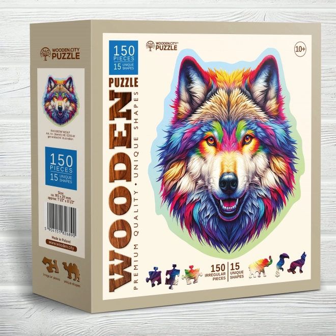 Puzzle en bois Loup Arc-en-ciel 150 pièces