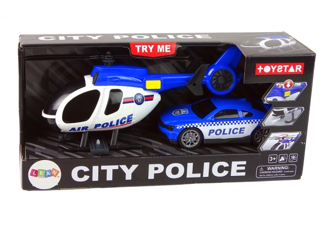 Hélicoptère de police et voiture avec sons