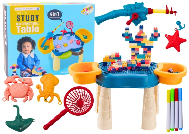 Table multifonctionnelle 4 en 1 bleue
