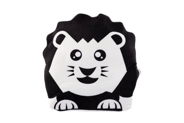 Coussin en peluche 35x30cm noir et blanc en sac 0+