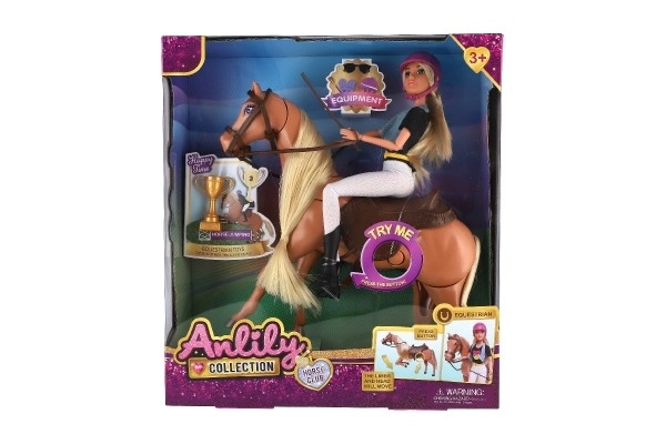 Cheval à bascule + Poupée cavalière Anlily articulée plastique avec accessoires dans une boîte 32x36x11cm