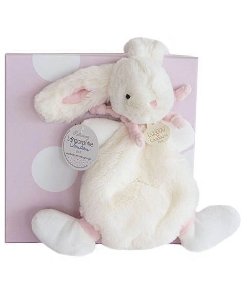 Doudou coffret cadeau - lapin en peluche rose