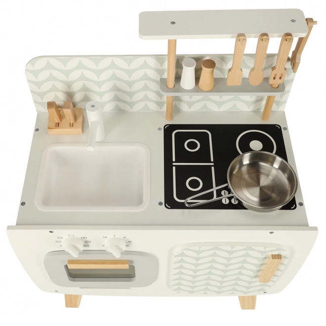 Cuisine rétro en bois pour enfants avec accessoires