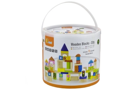 Jeu de construction en bois 75 blocs - ville