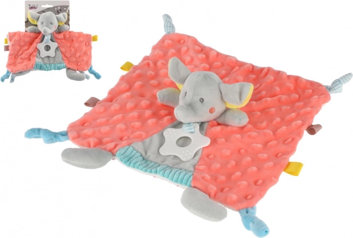 doudou éléphant 25 × 25 cm avec anneau de dentition