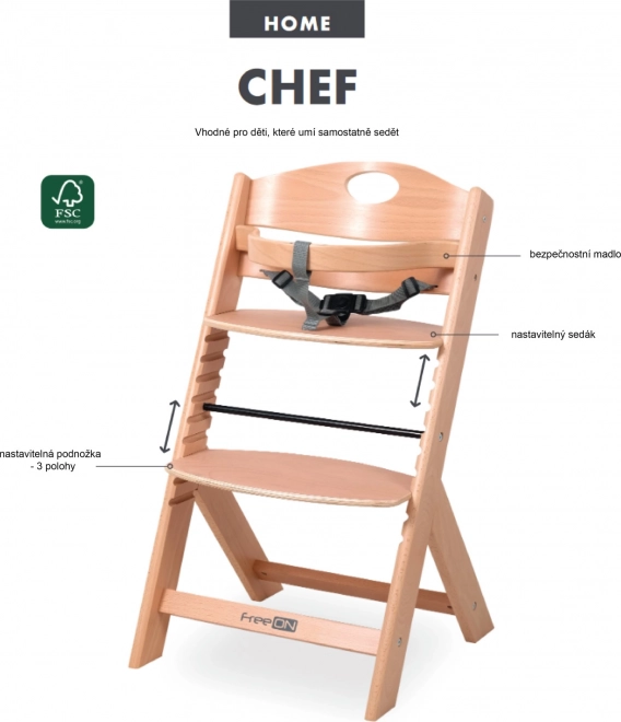 Chaise haute en bois FreeOn Chef Natur