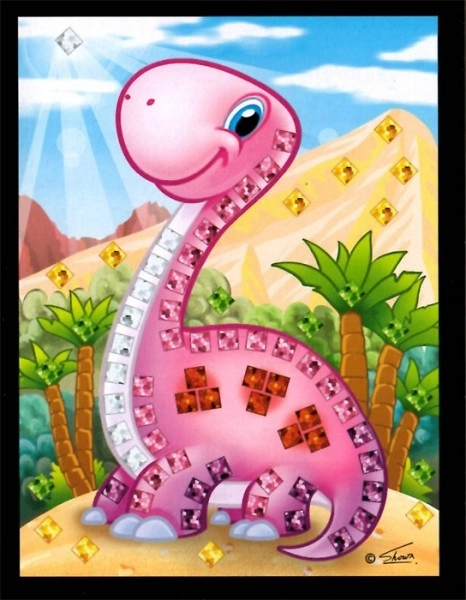 Mosaïque image mini dinosaure scintillant 10x12cm assortiment