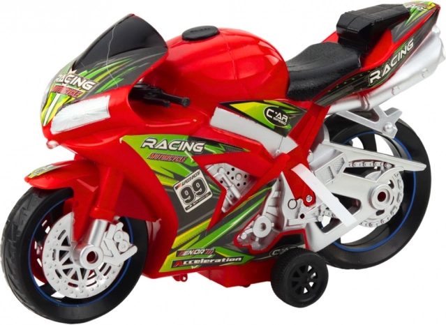 Moto de course jouet avec effets de lumière et de son rouge